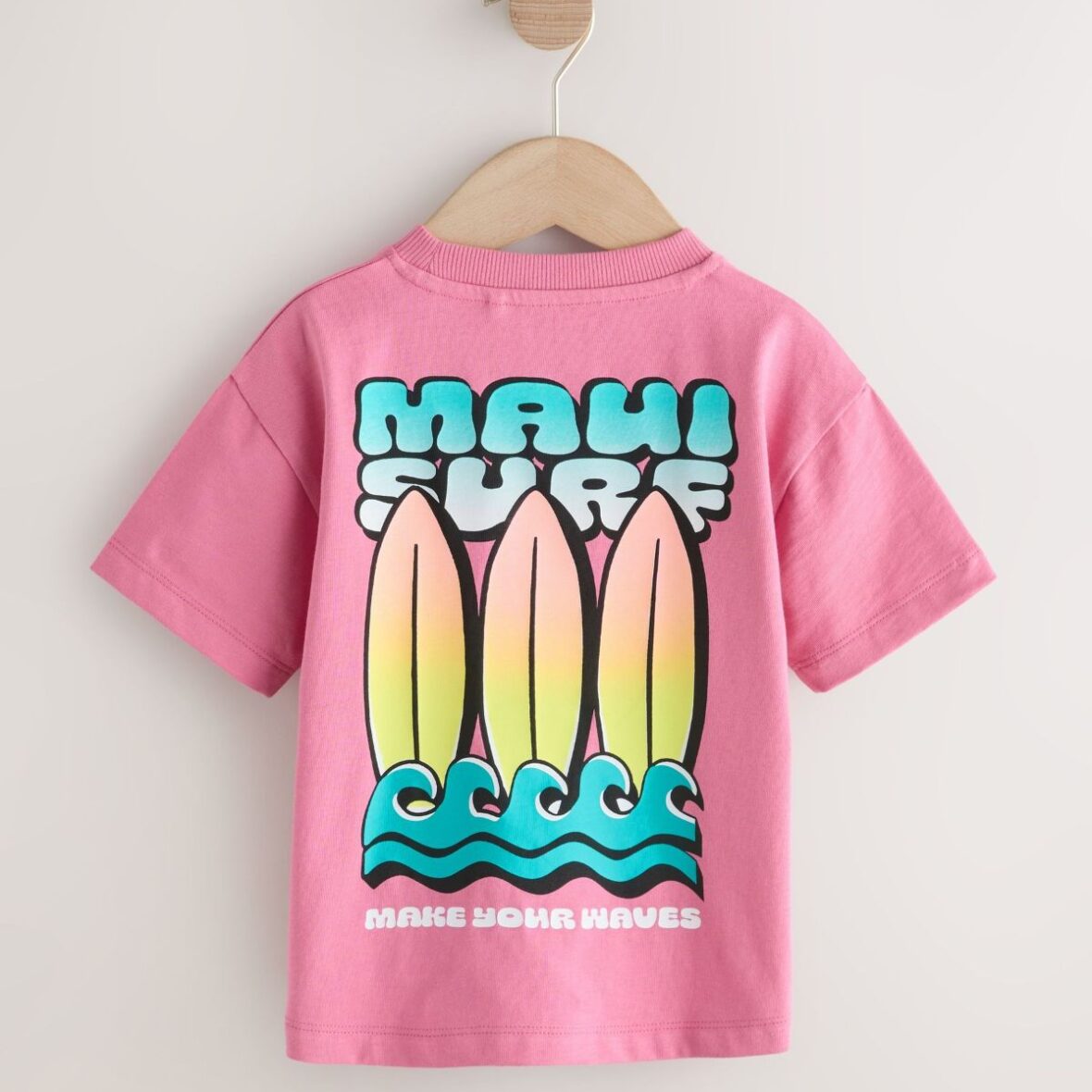 Pink Surfboard Short Sleeve Back Print T-Shirt 3