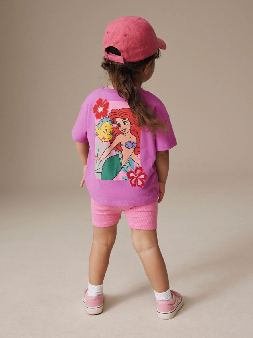 Purple Disney Little Mermaid Short Sleeve T-Shirt and Rib Cycle Shorts Set 1