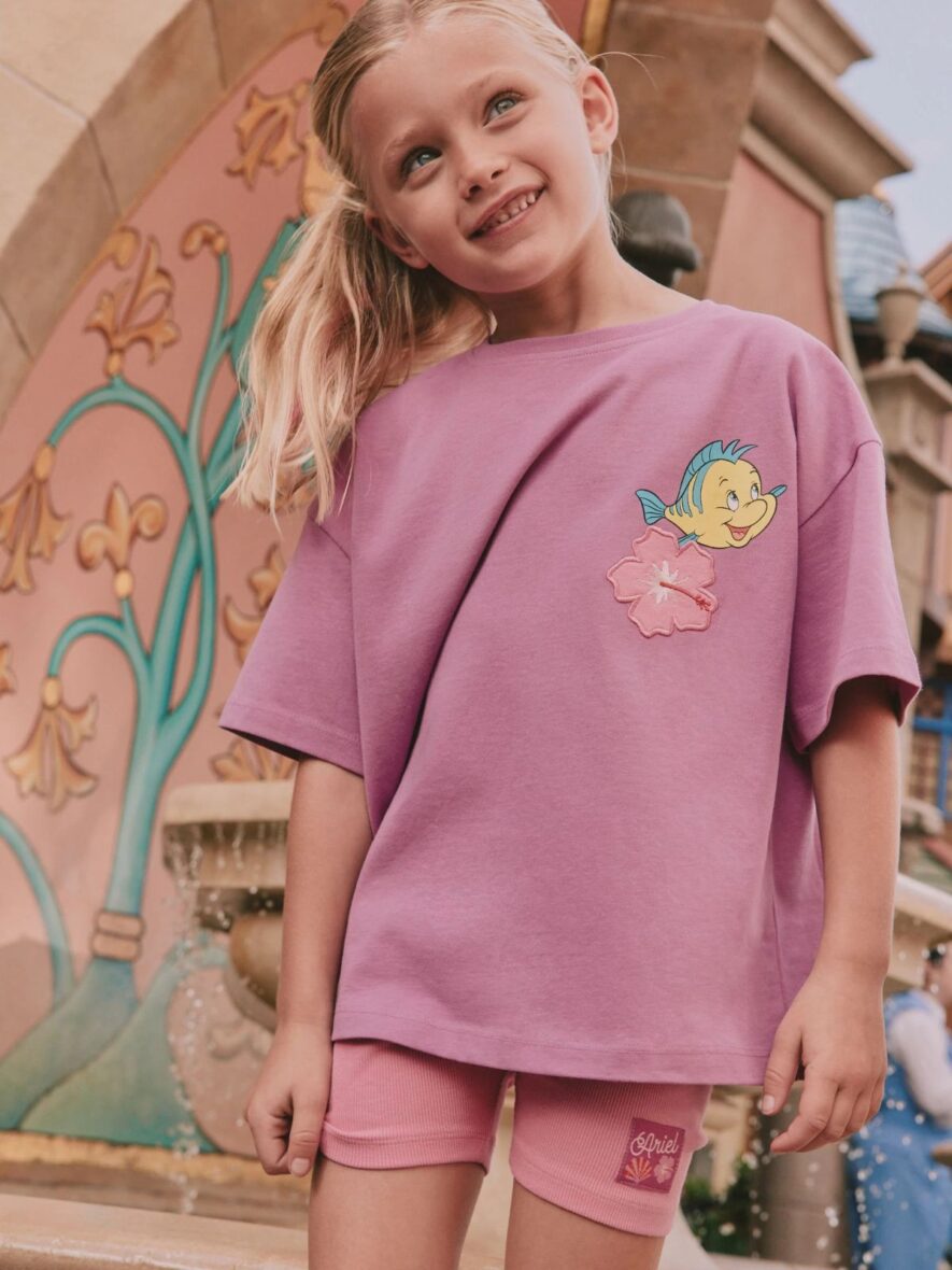 Purple Disney Little Mermaid Short Sleeve T-Shirt and Rib Cycle Shorts Set 2