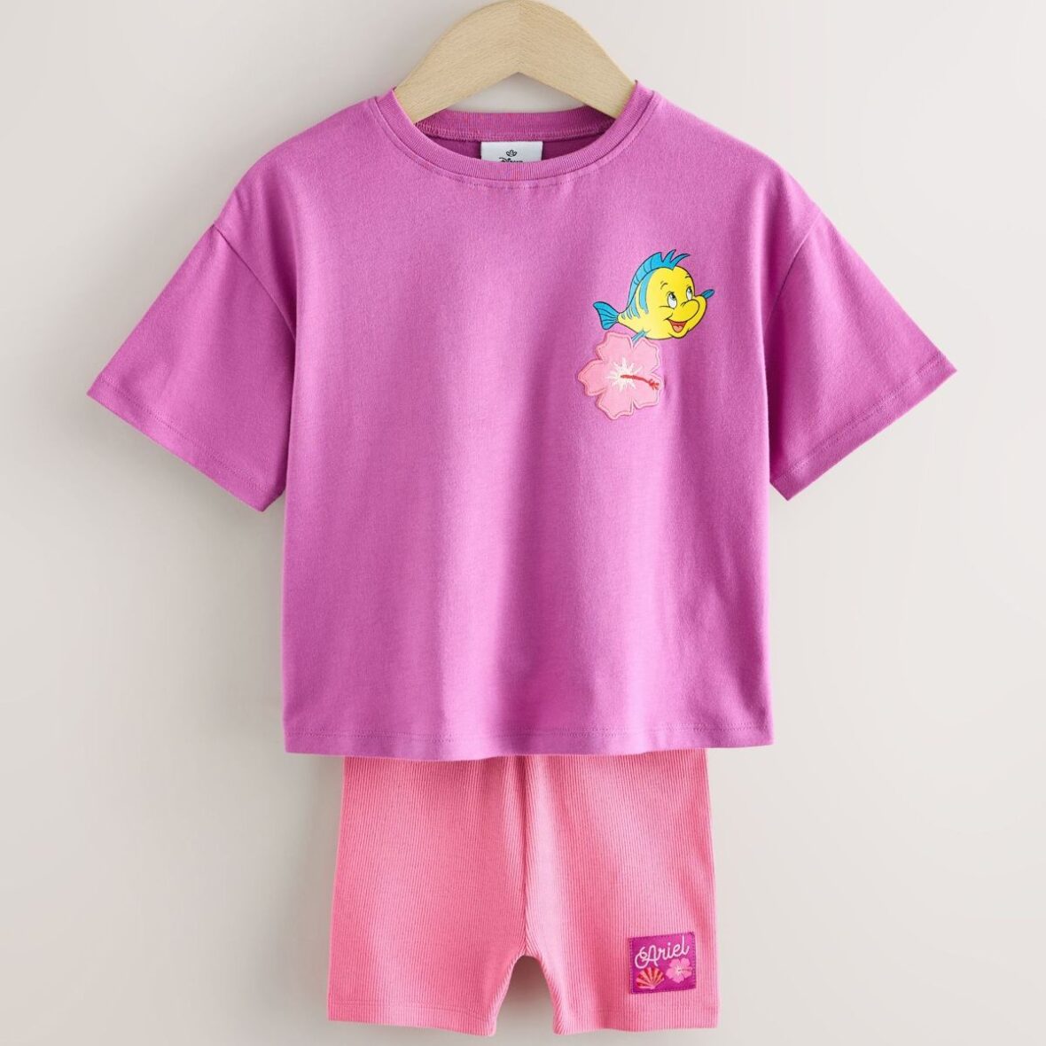Purple Disney Little Mermaid Short Sleeve T-Shirt and Rib Cycle Shorts Set (3mths-7yrs)