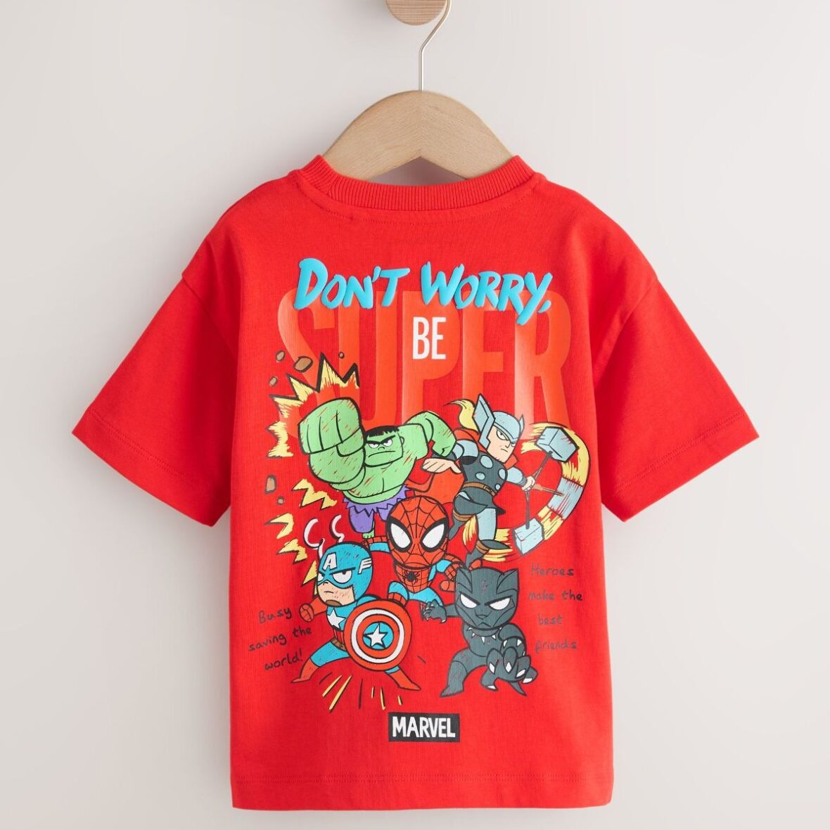 Red Blue Marvel Short Sleeve Cotton T-Shirt 3