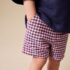 Red/Blue/White Gingham Linen Blend Chino Shorts 2