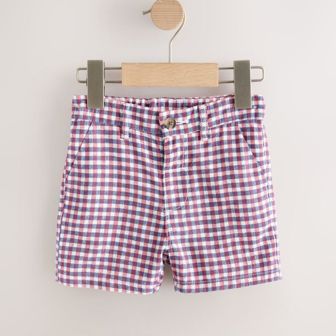 Red/Blue/White Gingham Linen Blend Chino Shorts (3mths-7yrs)