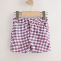 Red/Blue/White Gingham Linen Blend Chino Shorts 3