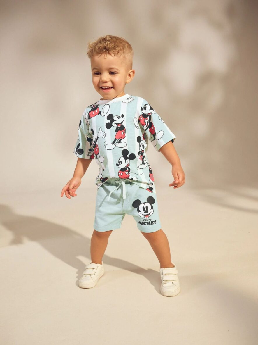 Sage Green Mickey Mouse T-Shirt and Shorts Set 1