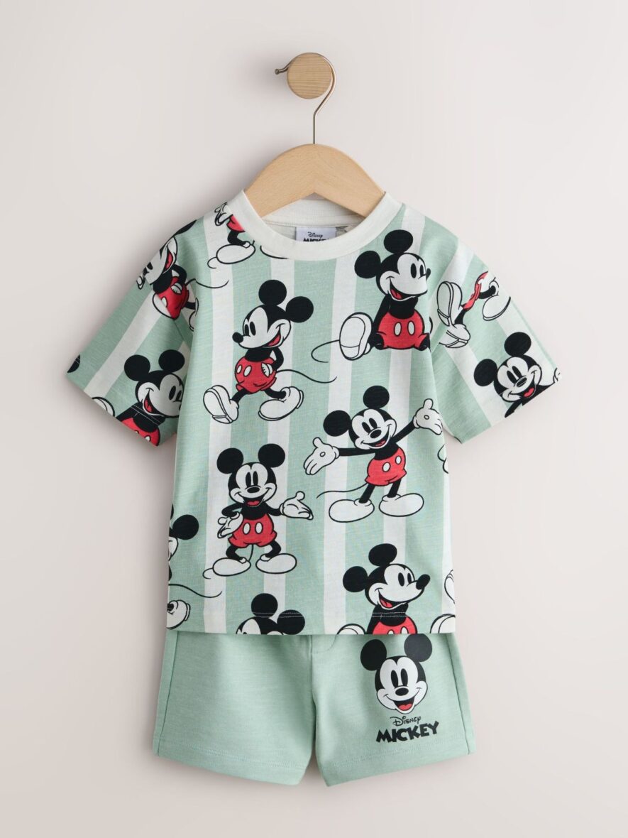 Sage Green Mickey Mouse T-Shirt and Shorts Set (3mths-8yrs)
