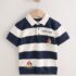 Striped Character Button Neck Knitted Polo Shirt 2
