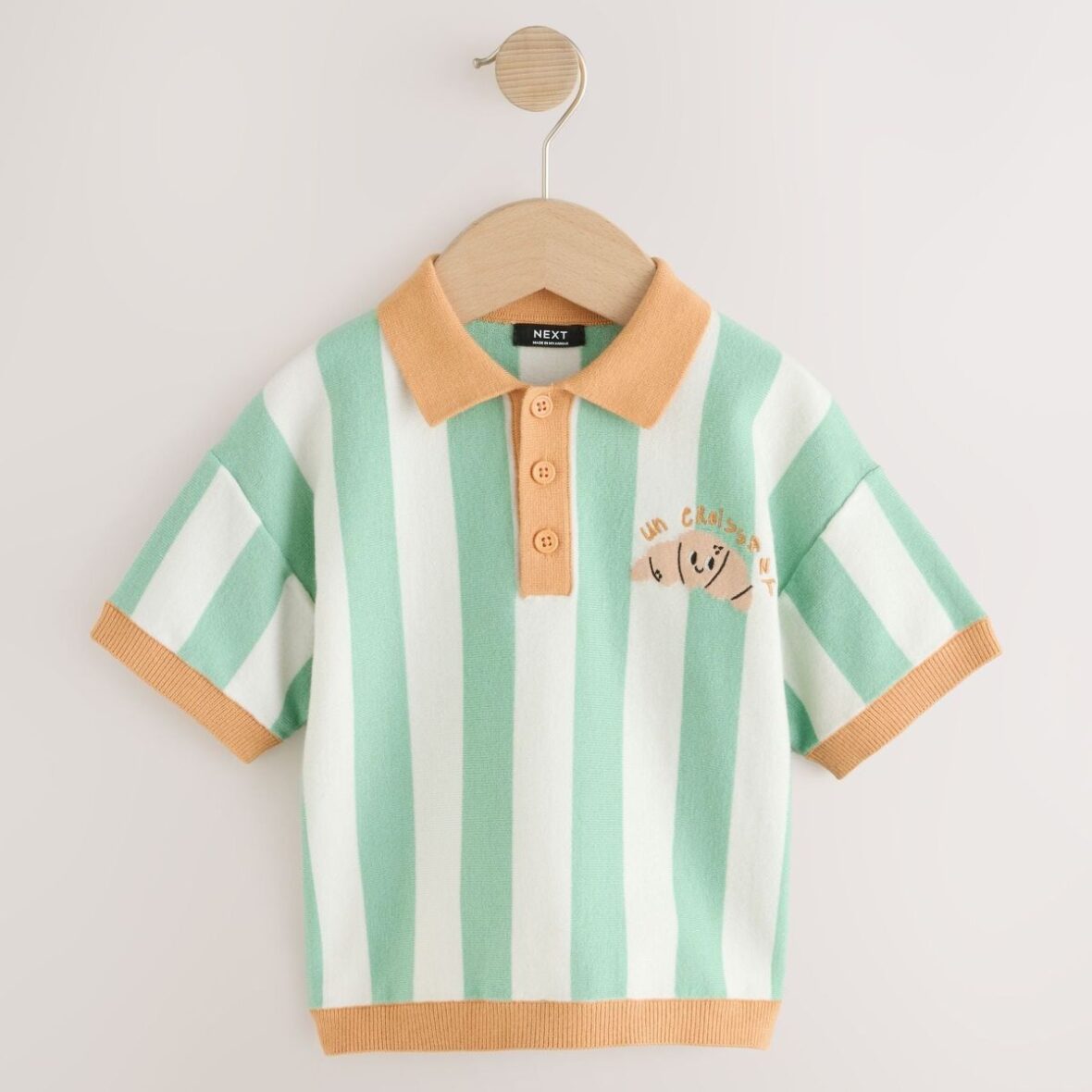 Striped Character Button Neck Knitted Polo Shirt (3mths-7yrs)
