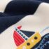 Striped Character Button Neck Knitted Polo Shirt 1