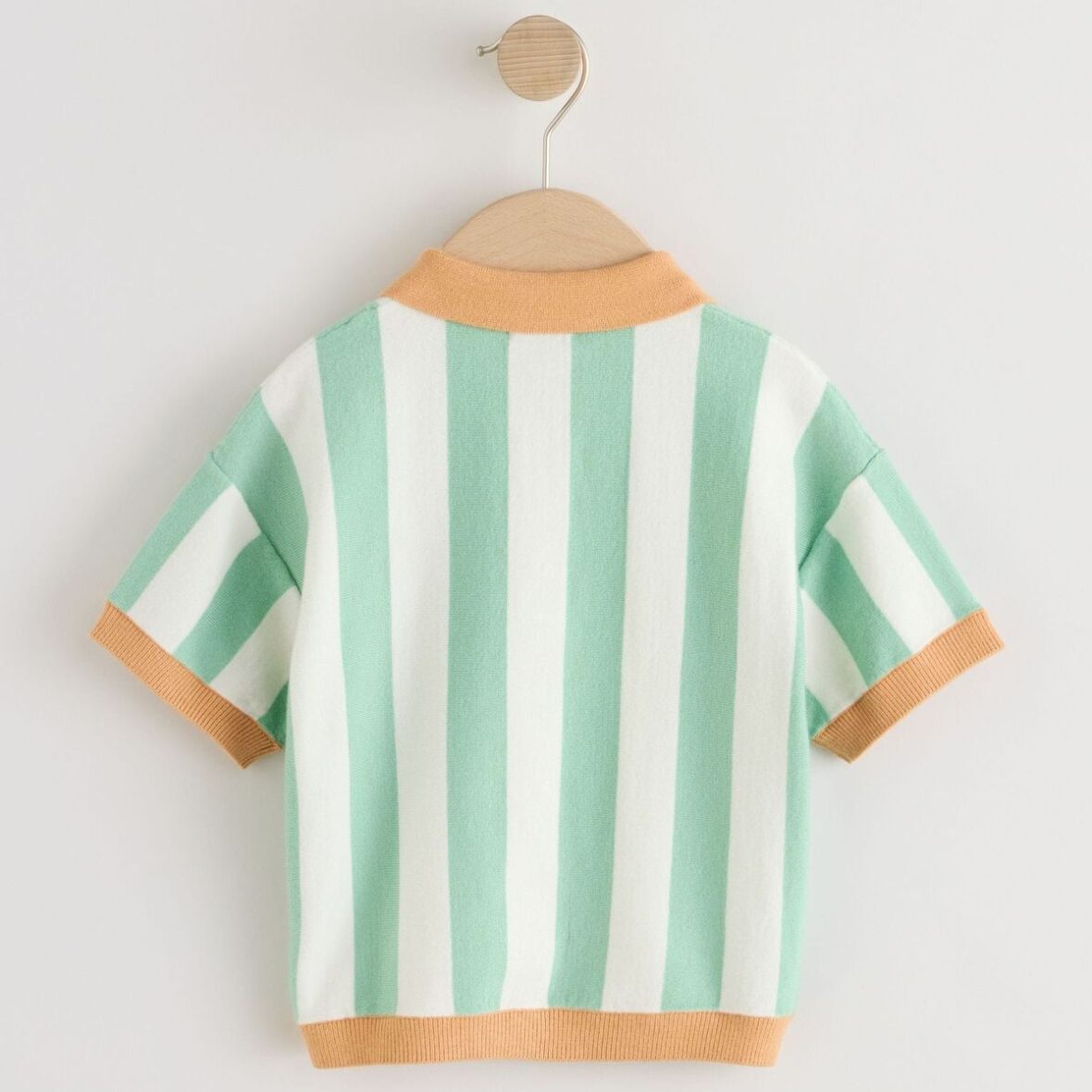 Striped Character Button Neck Knitted Polo Shirt 4