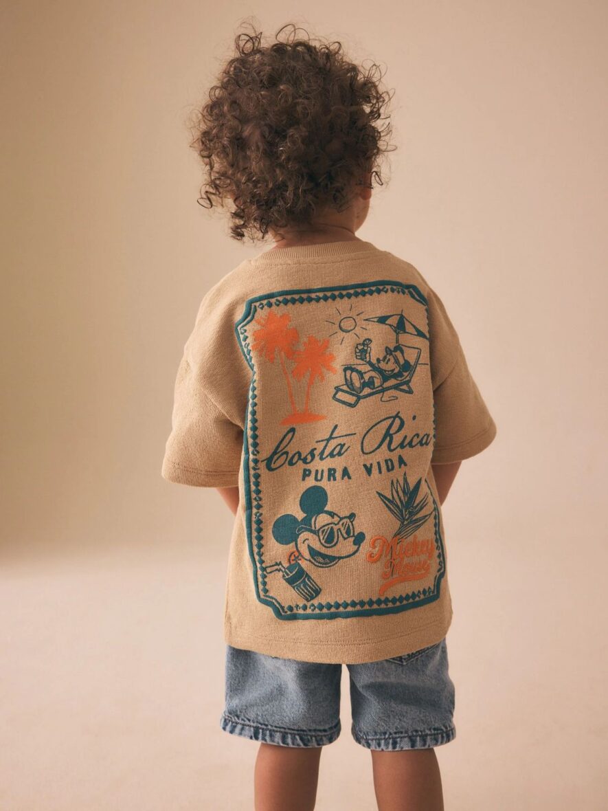 Tan Brown Mickey Mouse Short Sleeve T-Shirt 1