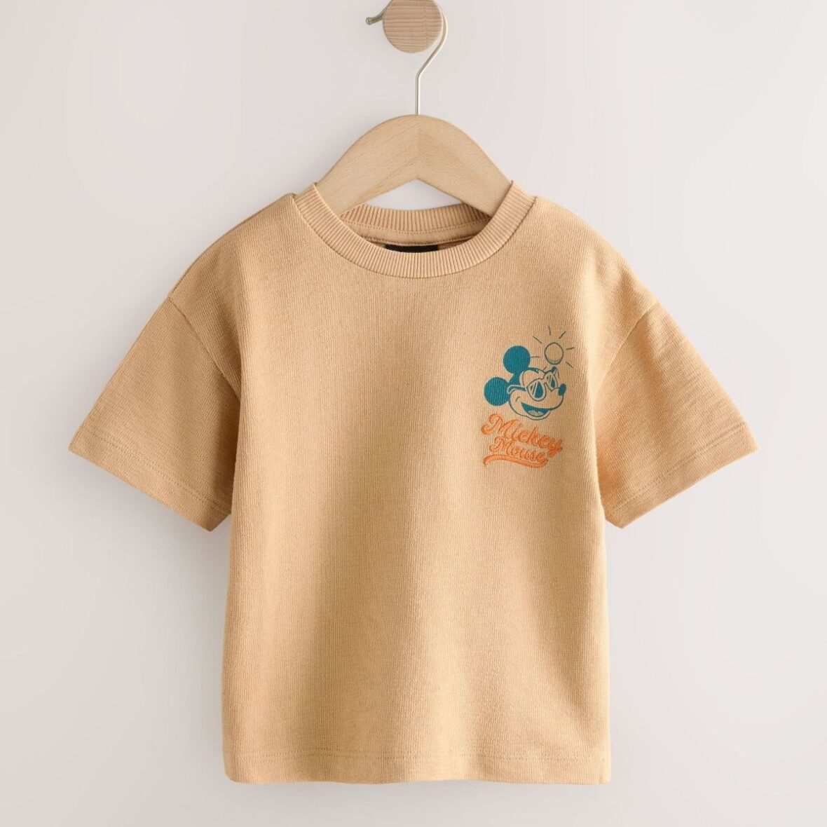 Tan Brown Mickey Mouse Short Sleeve T-Shirt (3mths-8yrs)
