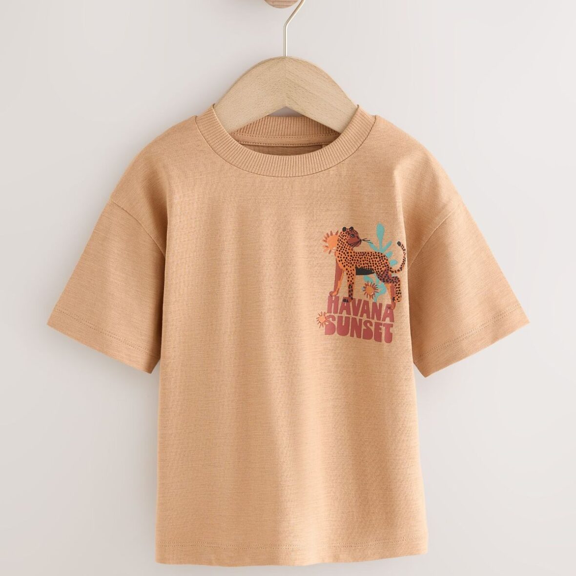 Tan Cheetah Havana Sunset Short Sleeve Back Print T-Shirt (3mths-7yrs)