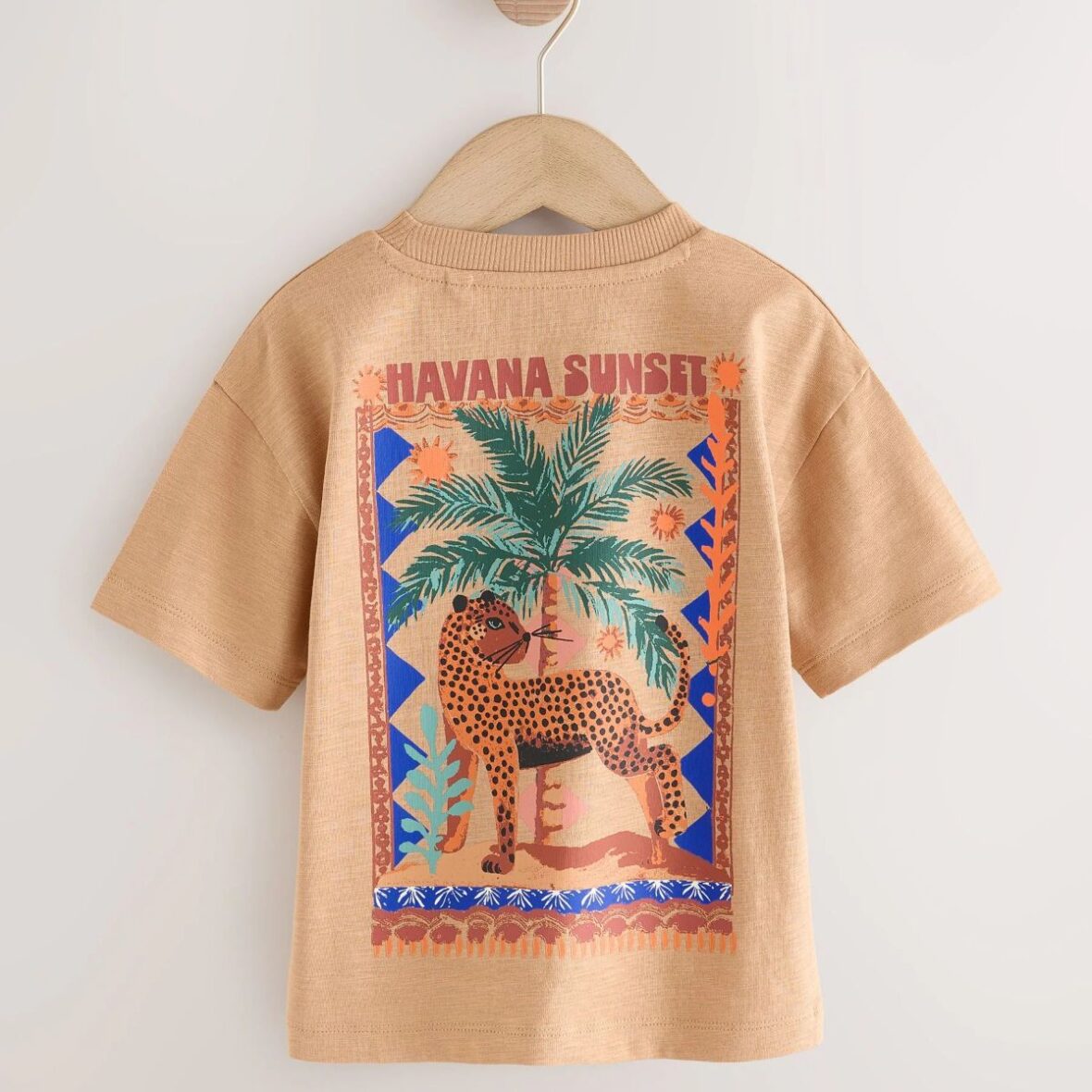 Tan Cheetah Havana Sunset Short Sleeve Back Print T-Shirt 3