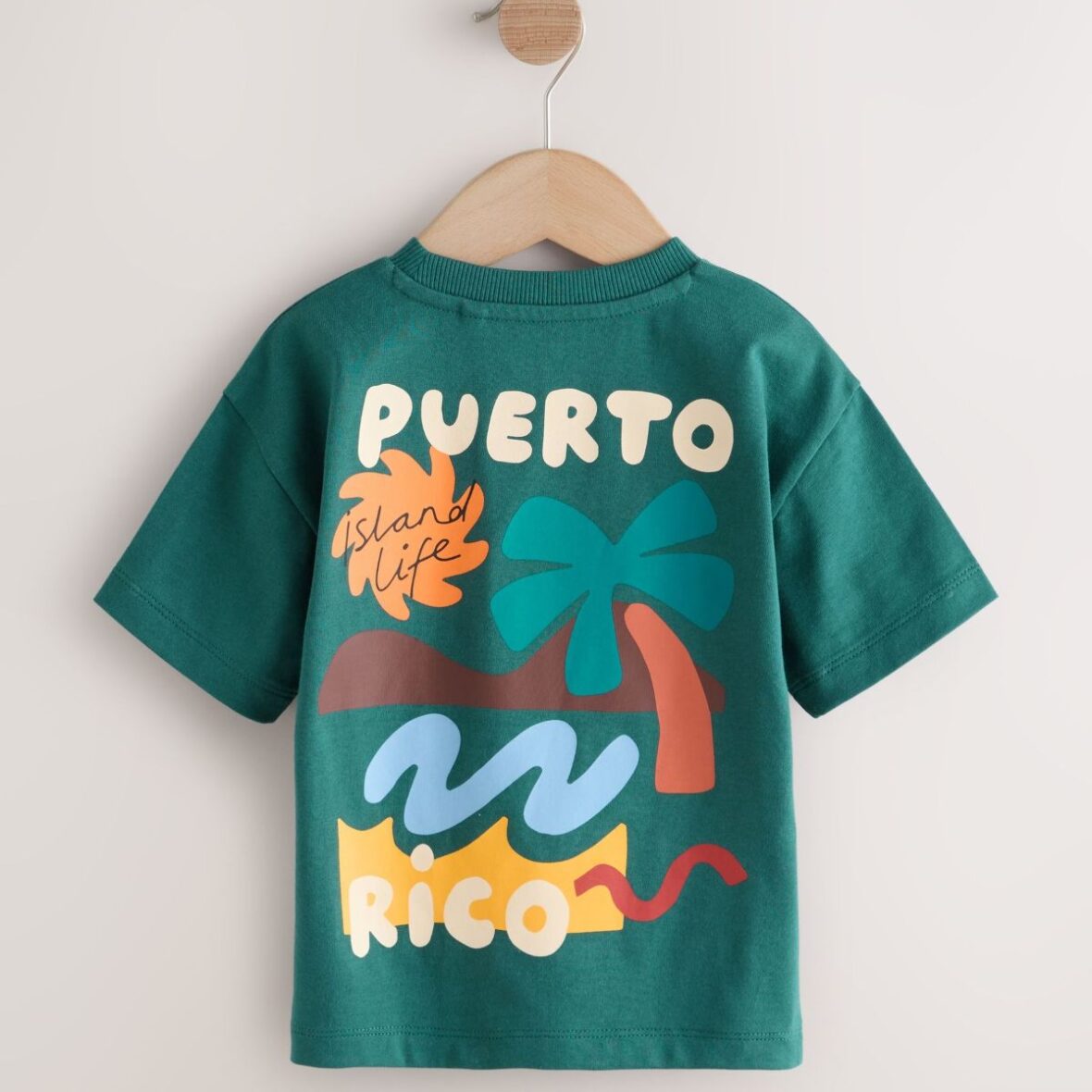Teal Blue Puerto Rico Short Sleeve Back Print T-Shirt 3