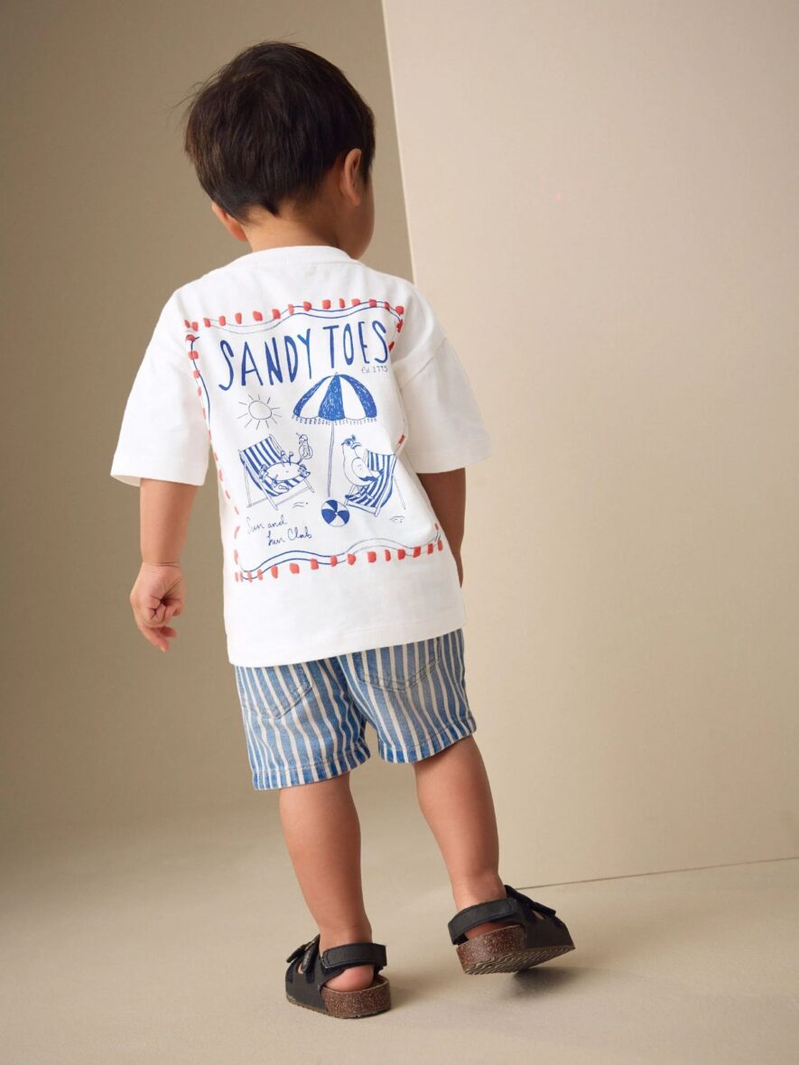 White Beach Short Sleeve Back Print T-Shirt 1