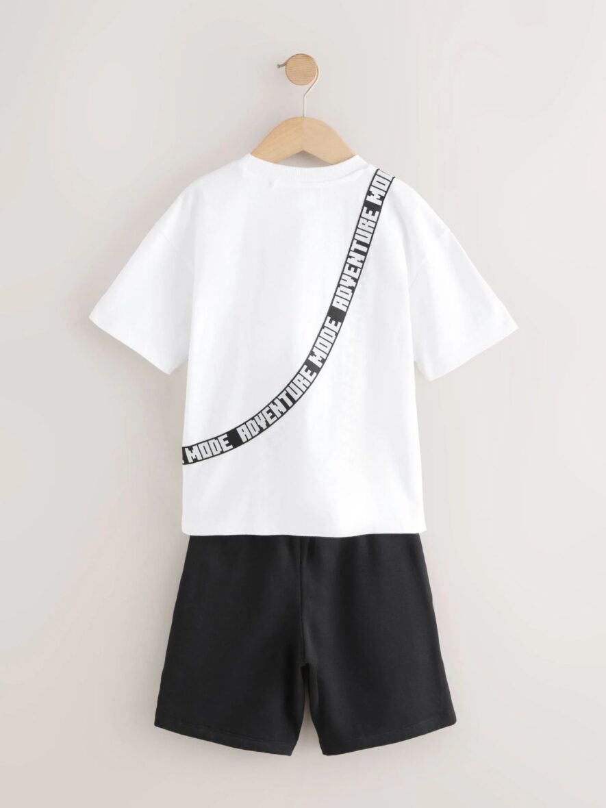 White Black Minecraft Bag T-Shirt and Shorts Set 4