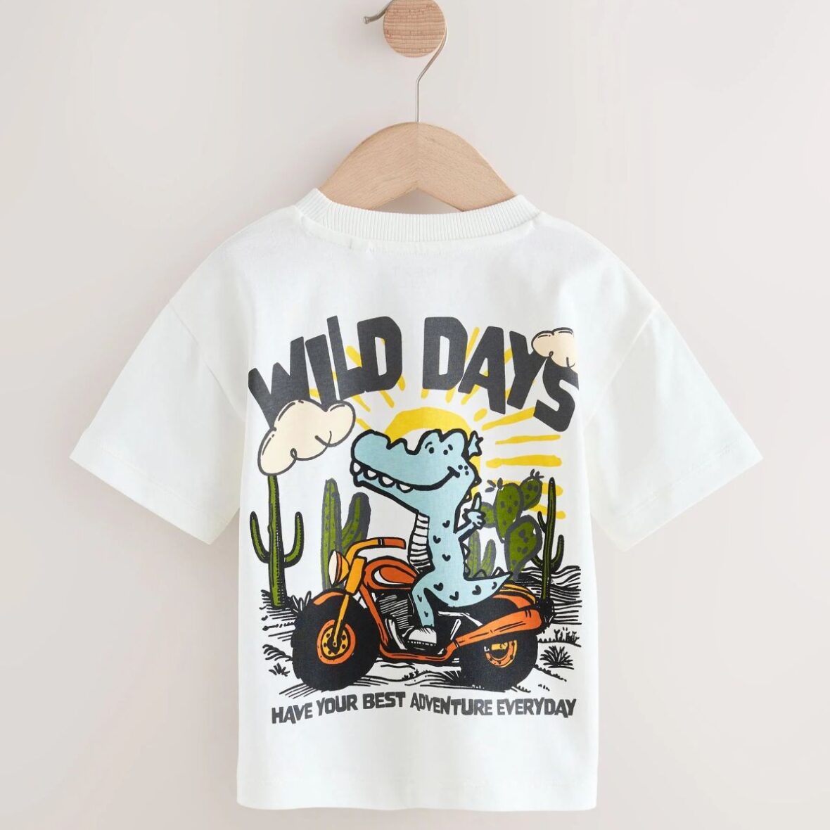 White Dinosaur Oversized Short Sleeve Back Print T-Shirt 2