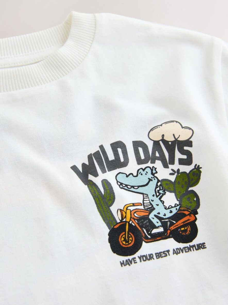 White Dinosaur Oversized Short Sleeve Back Print T-Shirt 3