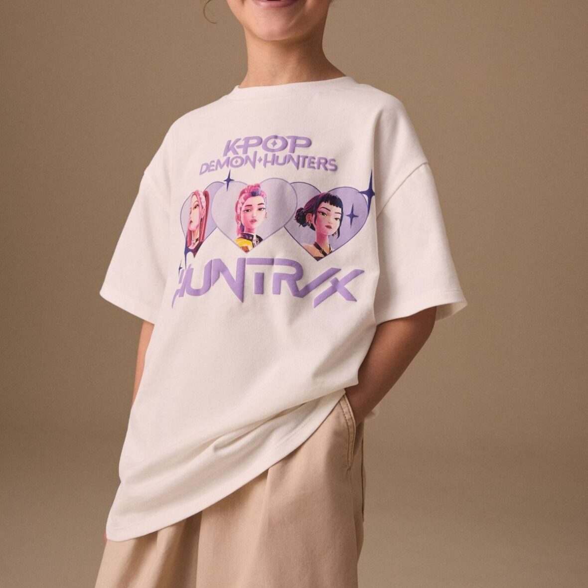 White Huntrix KPOP Demon Hunters Short Sleeve T-Shirt (6-16yrs)