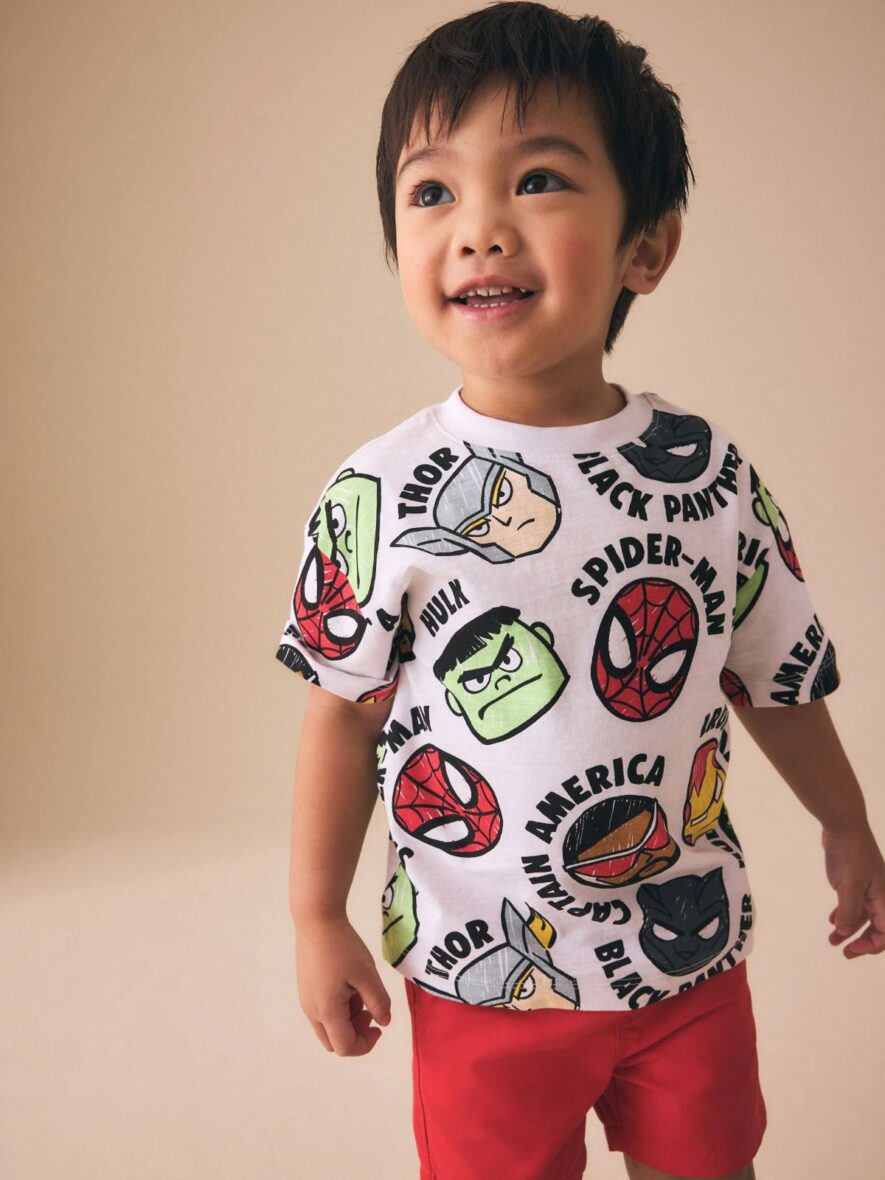 Next White Marvel Short Sleeve Cotton T-Shirt (6mths-8yrs)
