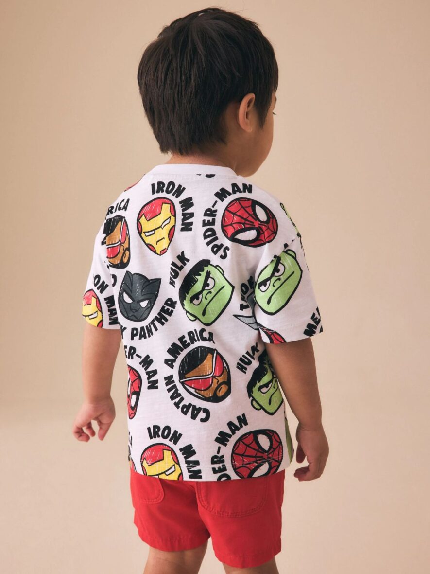 White Marvel Short Sleeve Cotton T-Shirt 2