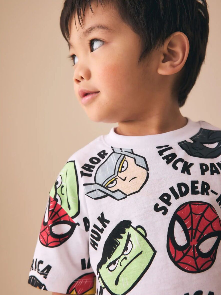 White Marvel Short Sleeve Cotton T-Shirt 3