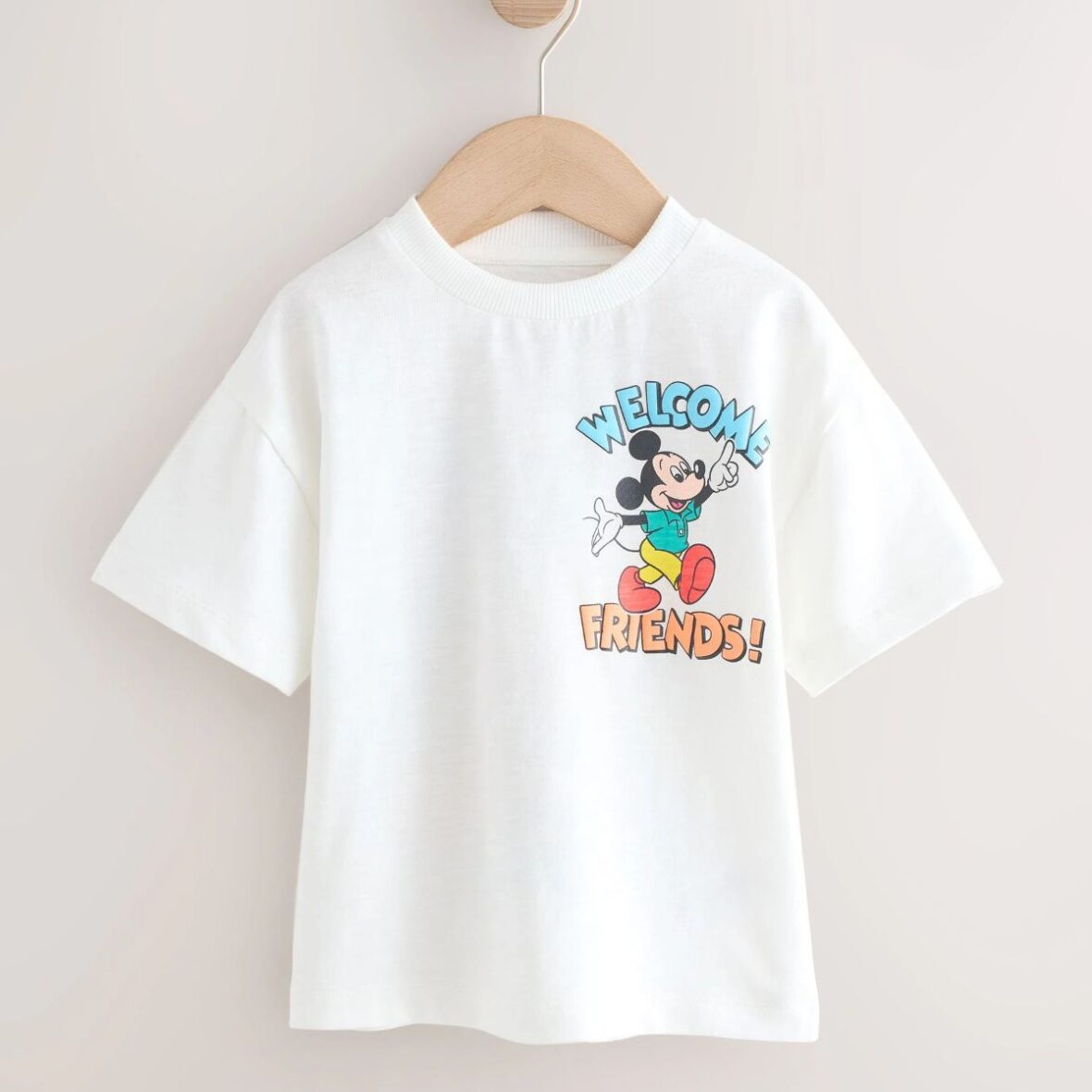 White Printed Mickey Mouse Short Sleeve T-Shirt (3mths-8yrs)
