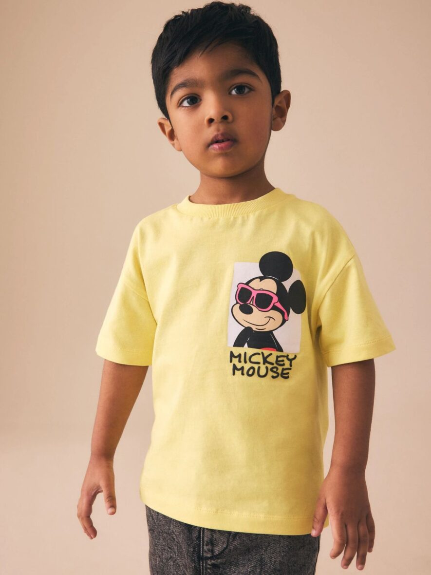 Yellow Mickey Mouse Short Sleeve T-Shirt 2