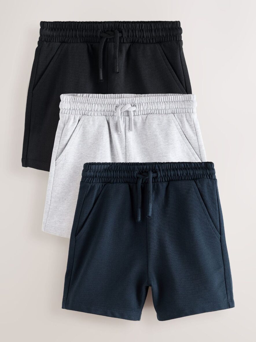 Black/Grey/Navy Blue Jersey Shorts 3 Pack (3mths-7yrs)