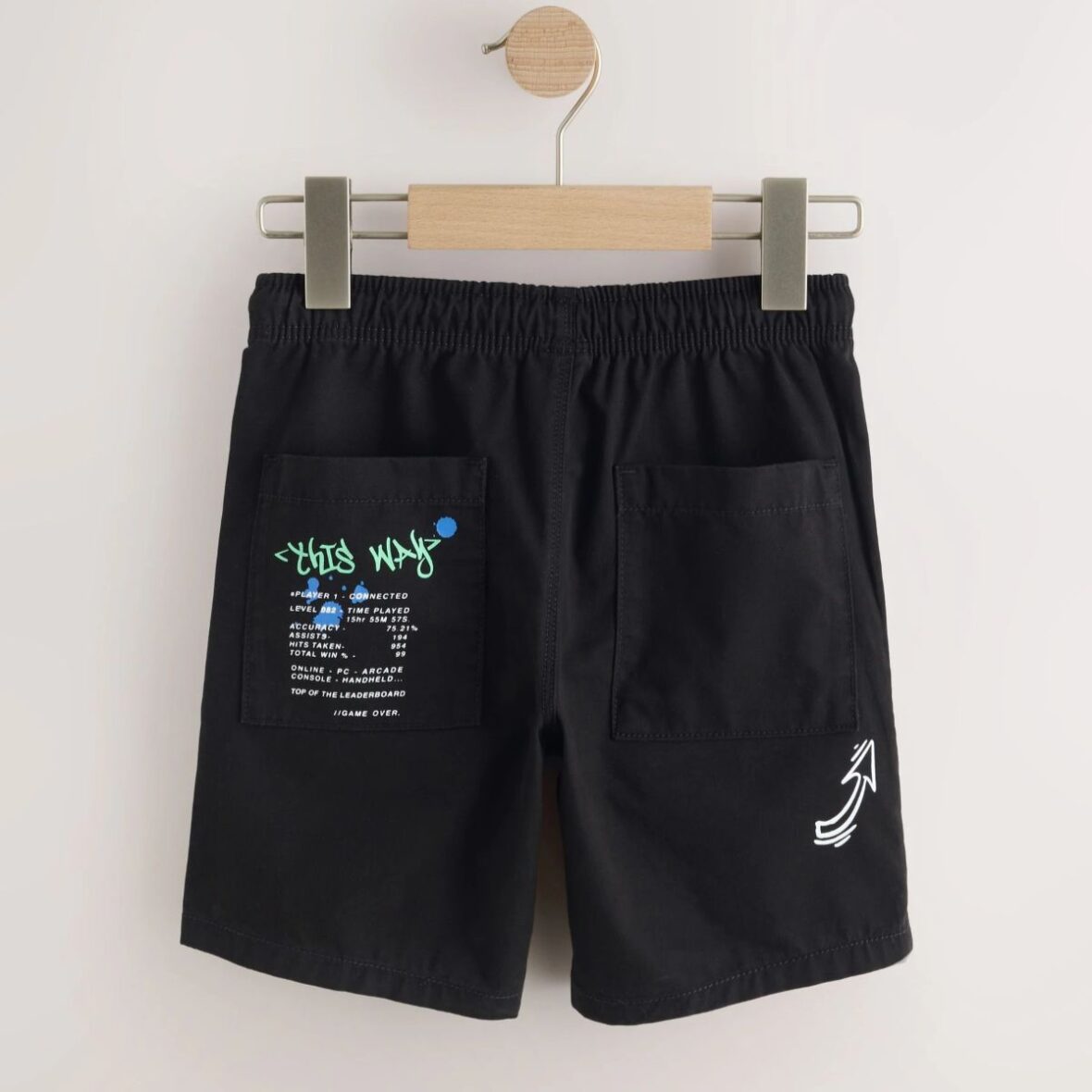 Black Print Regular Fit Shorts 3