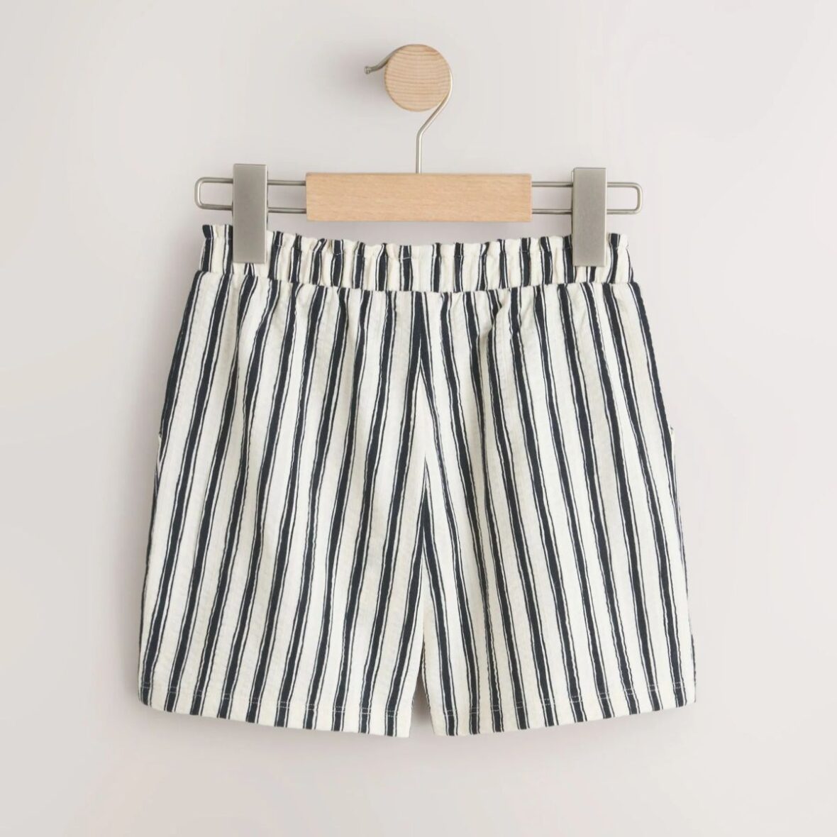 Black White Stripe Textured Shorts 3