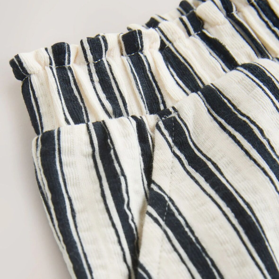 Black White Stripe Textured Shorts 4