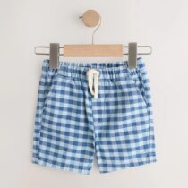 Blue Gingham Pull On Loose Denim Shorts 2