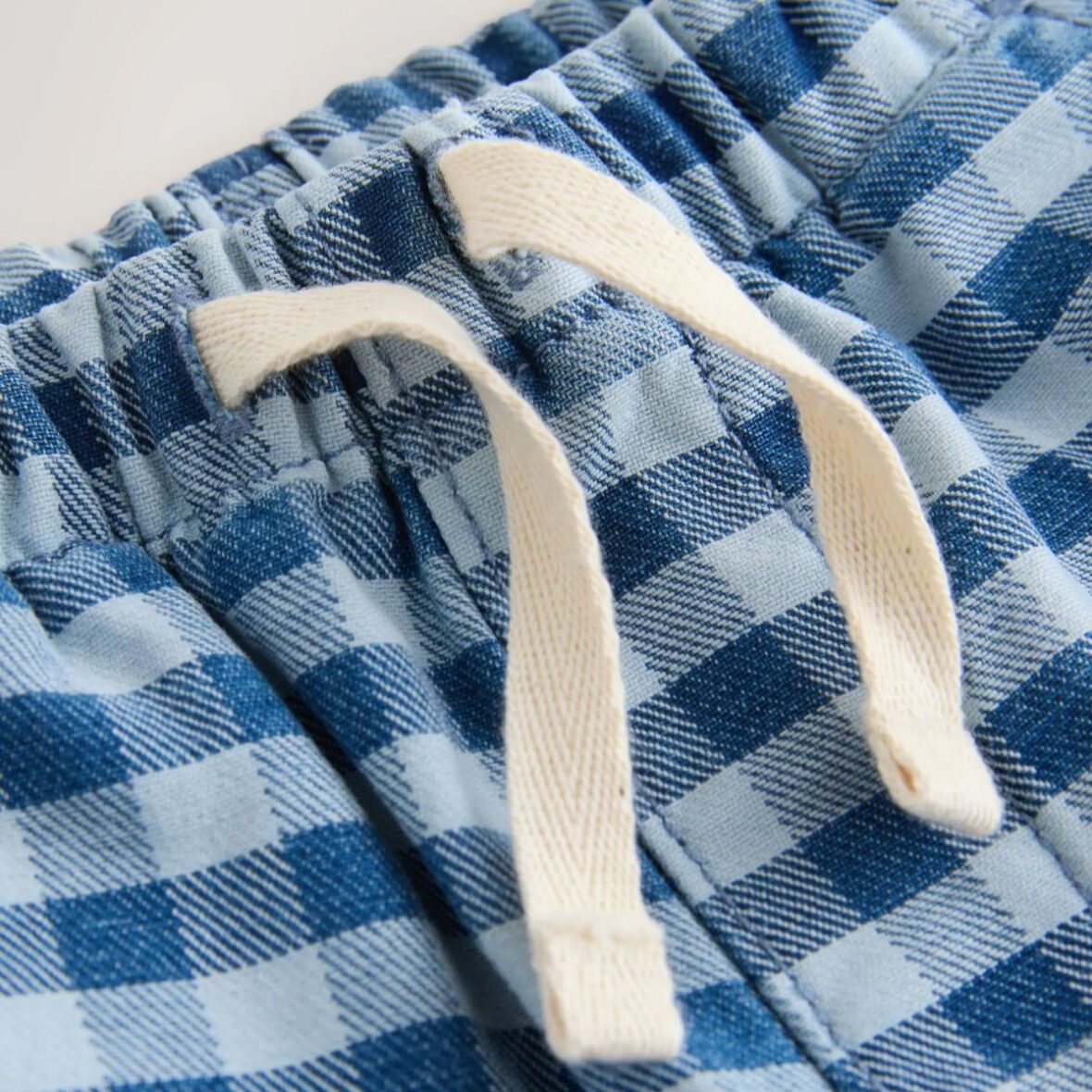 Blue Gingham Pull On Loose Denim Shorts 4