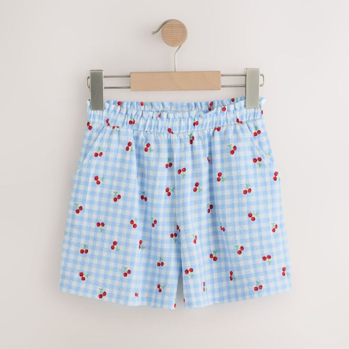Blue Gingham Textured Shorts (3-16yrs)