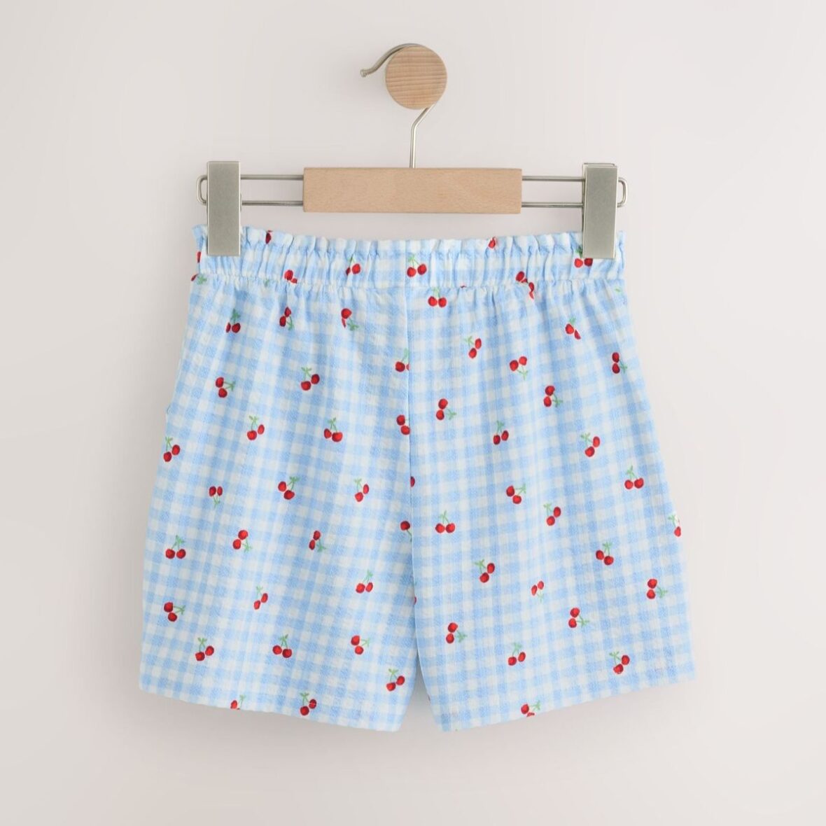 Blue Gingham Textured Shorts 3