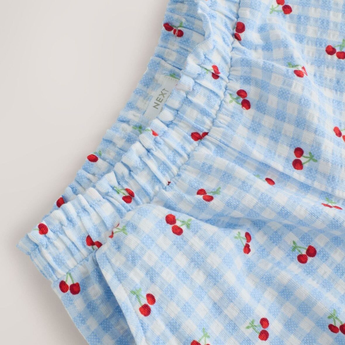 Blue Gingham Textured Shorts 4