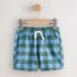 Blue/Green Gingham Linen Blend Pull On Shorts 2