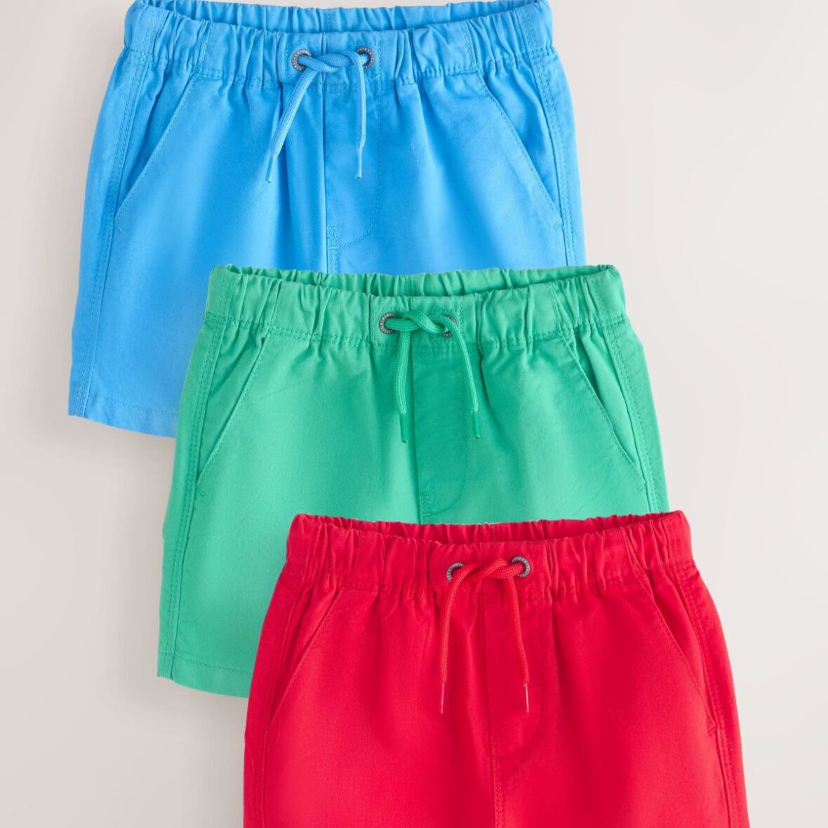 Blue/Red/Green Pull On Shorts 3 Pack (3mths-7yrs)
