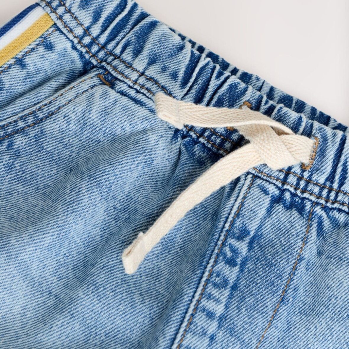 Blue Side Stripe Pull On Loose Denim Shorts 4