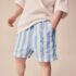 Blue Stripe Linen Blend Pull On Shorts 3