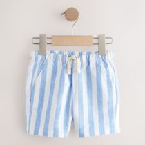 Blue Stripe Linen Blend Pull On Shorts 4