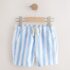 Blue Stripe Linen Blend Pull On Shorts 4