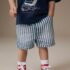 Blue/White Stripe Pull On Loose Denim Shorts 4