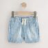 Blue/White Stripe Pull On Loose Denim Shorts 1