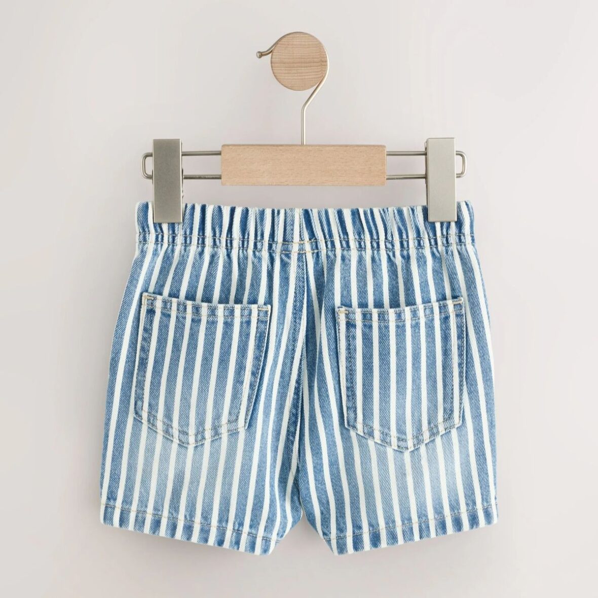 Blue White Stripe Pull On Loose Denim Shorts 3