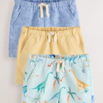 Blue/Yellow/Dino Linen Blend Shorts 3 Pack 4