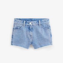 Bright Blue Regular Length Frayed Edge Denim Shorts 1