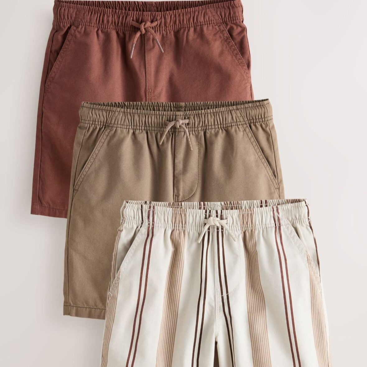 Brown/Rust/Stripe 3 Pack Shorts (3-16yrs)